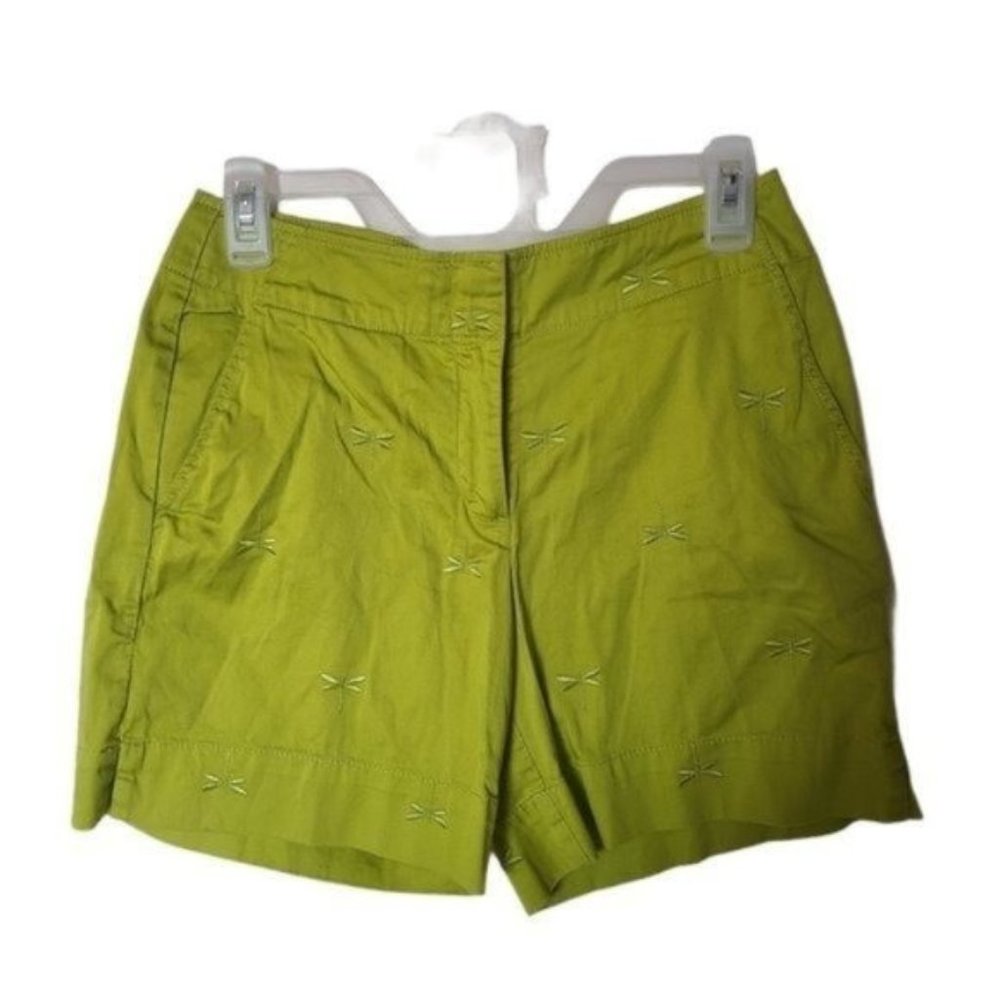 Talbots Green Shorts With Dragonfly Embroidery 2P